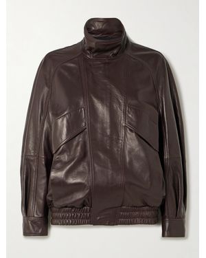 Nour Hammour Ariste Oversized Panelled Leather Jacket - Brown