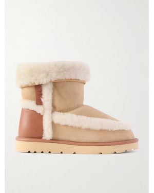 Chloé Dolcie Shearling-Trimmed Suede Ankle Boots - Natural