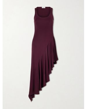 Alaïa Asymmetrical Crepe-Jersey Midi Dress - Purple