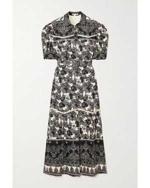Brock Collection Teodosia Pleated Printed Linen And Cotton-Blend Shirt Dress - White