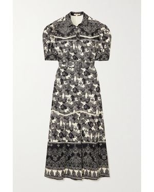 Brock Collection Teodosia Pleated Printed Linen And Cotton-Blend Shirt Dress - White