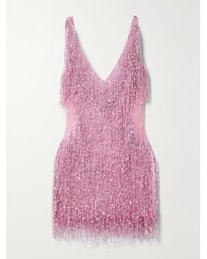 Naeem Khan Gatsby Embellished Tulle Mini Dress - Pink