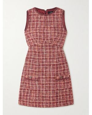 Etro Checked Cotton-Blend Bouclé-Tweed Mini Dress - Red