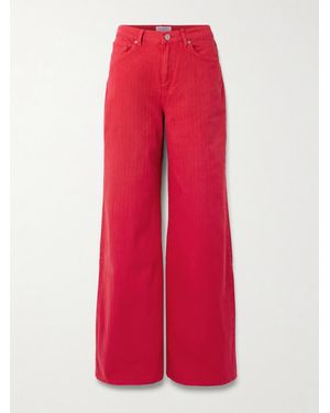 La Ligne Isadora High-Rise Wide-Leg Jeans - Red