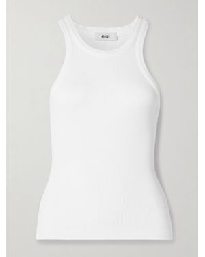Agolde Rayne Ribbed Stretch Organic Cotton And Lyocell-Blend Jersey Tank - White