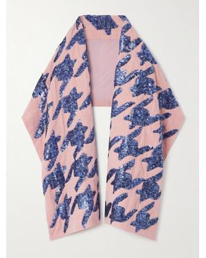 Dries Van Noten Sequin-Embellished Cotton-Blend Terry Scarf - Blue
