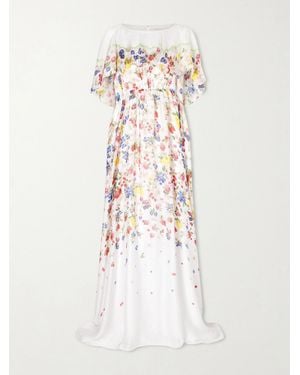 Mary Katrantzou Floral-Print Chiffon Maxi Dress - White