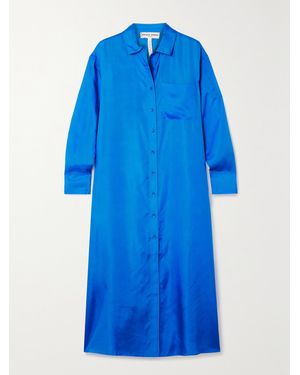Apiece Apart Viva Silk-Satin Shirt Dress - Blue
