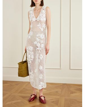 Ganni Multicolour Crochet Halterneck Dress Organic Cotton in White | Lyst