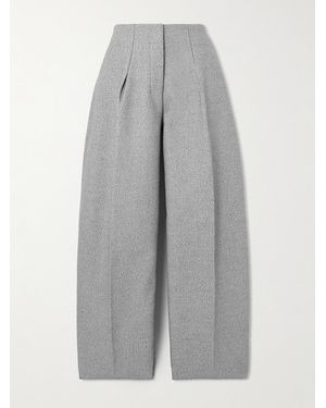 Jacquemus The Curvo Pleated Wool And Cotton-Blend Barrel-Leg Trousers - Grey