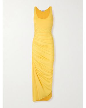 Alaïa Gathered Stretch-Jersey Midi Dress - Yellow