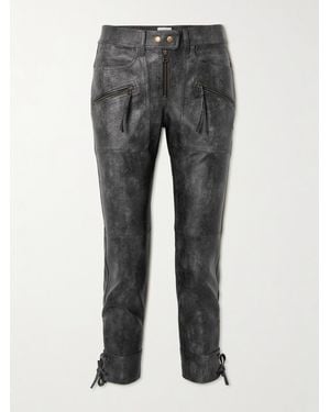 Isabel Marant Cindy Lace-Up Cropped Straight-Leg Trousers - Grey