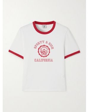 Sporty & Rich California Two-Tone Printed Cotton-Jersey T-Shirt - Pink