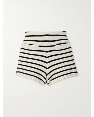 Posse Henry Embellished Striped Knitted Shorts - White