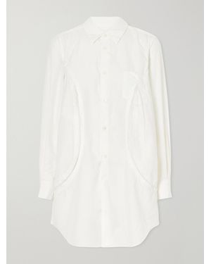 Comme des Garçons Panelled Frayed Poplin Shirt - White