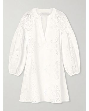 Borgo De Nor Harlow Cotton-Blend Lace Mini Dress - Natural