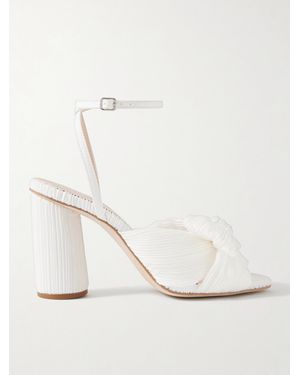 Loeffler Randall Camellia Bow-Embellished Plissé-Organza Sandals - Natural