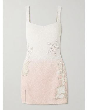 Clio Peppiatt Seashell Crystal-Embellished Beaded Tulle Mini Dress - Natural