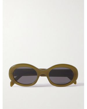 Celine Triomphe Oval-Frame Acetate Sunglasses - Green