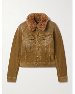 R13 Trucker Fleece-Trimmed Cotton-Blend Corduroy Jacket - Natural