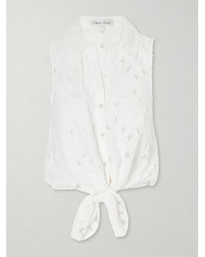 Cara Cara Highland Knotted Embroidered Cotton Blouse - White