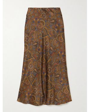 Veronica Beard Clover Paisley-Print Silk-Blend Satin Midi Skirt - Braun