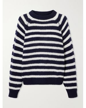 Lisa Yang Reni Striped Cashmere And Silk-Blend Sweater - Blue