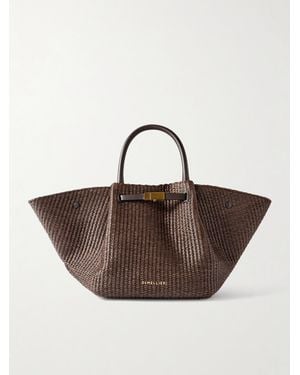 DeMellier London Sac À Main En Raphia À Finitions En Cuir New York Midi - Marron