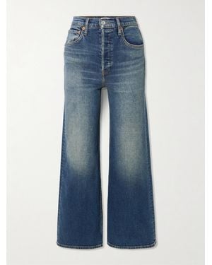 RE/DONE Cropped High-Rise Wide-Leg Jeans - Blue