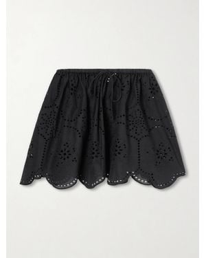 Matteau Scalloped Broderie Anglaise-Trimmed Cotton Mini Skirt - Black