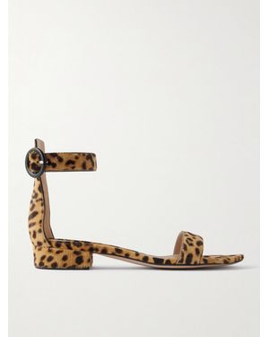 Gianvito Rossi Portofino 20 Leopard-Print Pony Hair Sandals - Natural