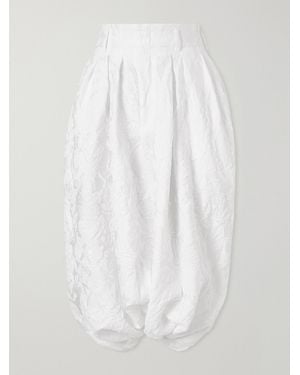 Comme des Garçons Pleated Jacquard-Knit Wide-Leg Trousers - White