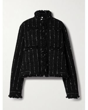 Sacai Jacke Aus Bouclé Mit Nadelstreifen - Schwarz