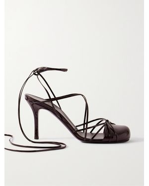 The Row Joan Lace-Up Patent-Leather Sandals - Brown