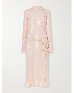 Alessandra Rich Sequin-Embellished Silk-Georgette Midi Dress - Pink