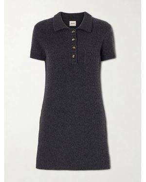 KHAITE Nehra Cashmere-Knitted Polo Mini Dress - Black