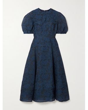 Erdem Kyla Metallic Organza-Cloqué Midi Dress - Blue