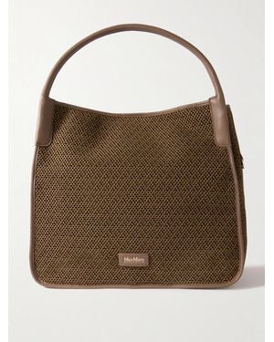 Max Mara Freda Leather-Trimmed Faux Raffia Tote - Brown