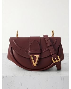 Versace Virtus Embellished Leather Shoulder Bag - Brown
