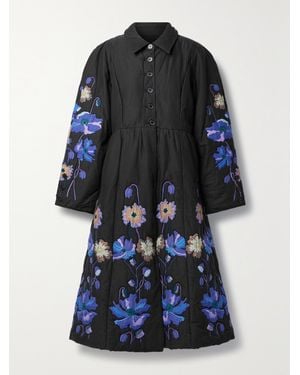 Sea Paula Patchwork Padded Cotton Coat - Blue