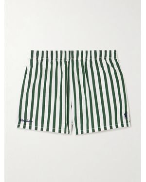 Polo Ralph Lauren Wimbledon Embroidered Striped Cotton-Poplin Shorts - Black