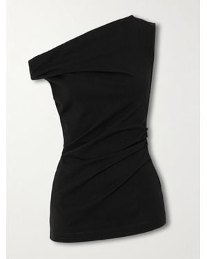 Dries Van Noten Off-The-Shoulder Draped Cotton-Jersey Top - Black
