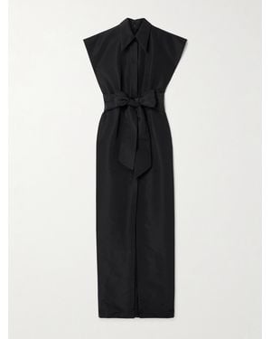 Carolina Herrera Belted Pleated Silk-Faille Gown - Black