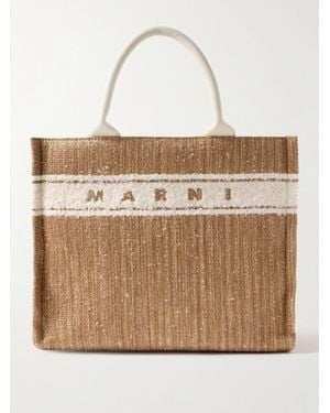 Marni Basket Small Cotton-Blend Trimmed Raffia Tote - Natural
