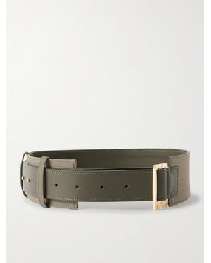 Victoria Beckham Leather And Twill Waist Belt - Green