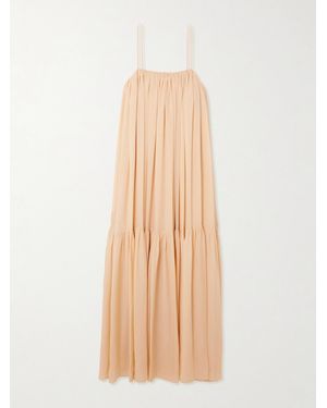 Chloé Ruched Tiered Silk Maxi Dress - Natural