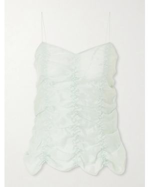 KHAITE Inara Ruched Lyocell And Silk-Blend Tank - White