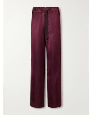 Sanderlak Satin Wide-Leg Trousers - Purple