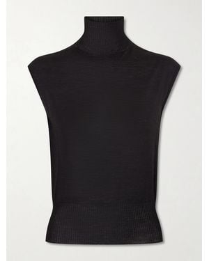 Rick Owens Wool Turtleneck Top - Black