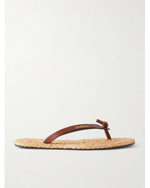 Saint Laurent Pool Knotted Leather Flip Flops - Natural